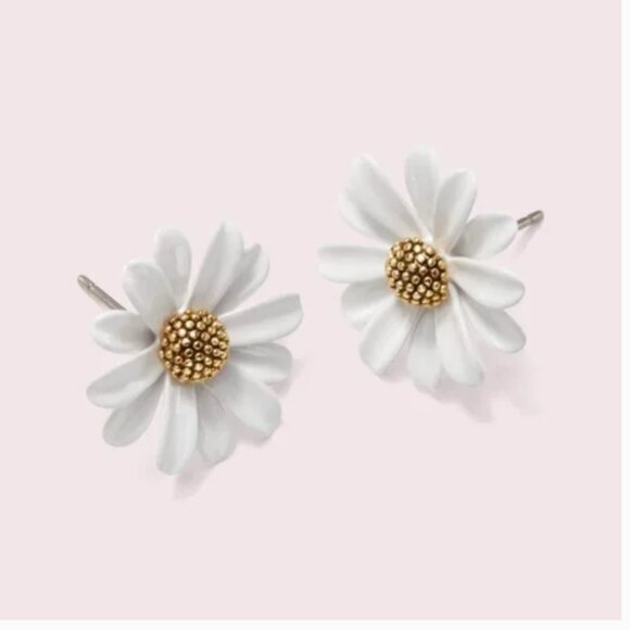 Kate Spade Into The Bloom Stud Earrings Gold White - Picture 2 of 6